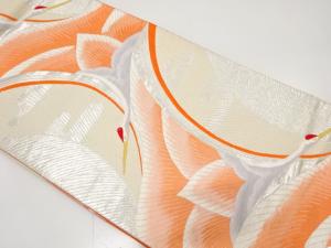 群鶴に霞模様織り出し　袋帯